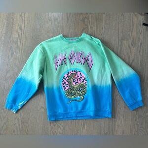 Edikted green and blue dip-dye graphic crewneck sweatshirt size medium
